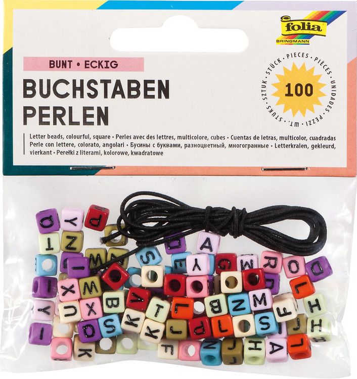Produktbild: FOLIA&reg; Buchstaben Perlen, farbig sortiert