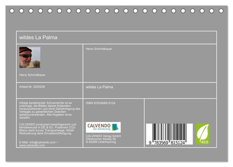 Produktbild: wildes La Palma (Tischkalender 2027 DIN A5 quer), CALVENDO Monatskalender