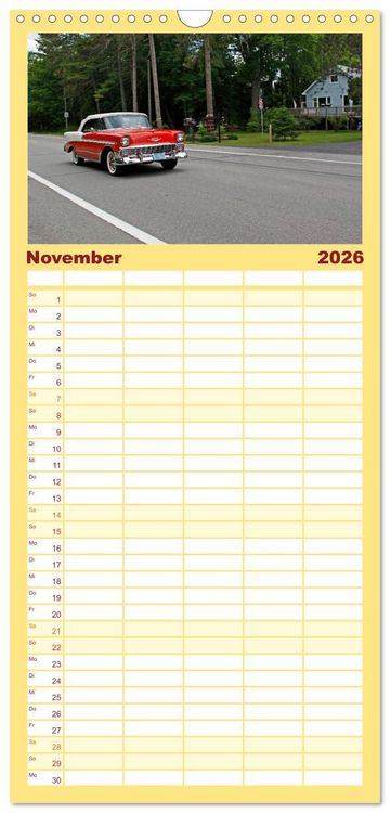 Produktbild: Familienplaner 2026 - Ami Schlitten mit 5 Spalten (Wandkalender, 21 x 45 cm) CALVENDO