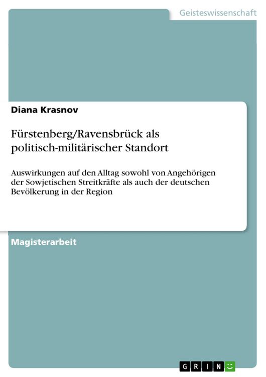 Produktbild: F&uuml;rstenberg/Ravensbr&uuml;ck als politisch-milit&auml;rischer Standort