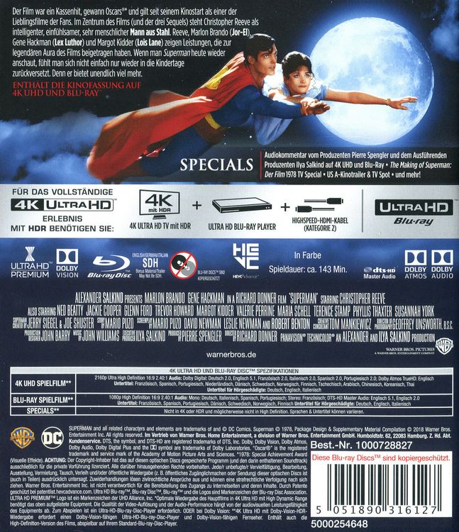 Produktbild: Superman: The Movie (1978) (4K Ultra HD) (+ Blu-ray 2D)