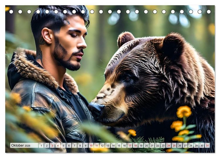 Produktbild: Naturburschen im Wald - Muskeln, Tattoos und Waldbewohner (Tischkalender 2026 DIN A5 quer), CALVENDO Monatskalender