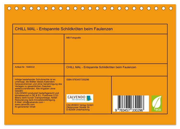 Produktbild: CHILL MAL - Entspannte Schildkr&ouml;ten beim Faulenzen (Tischkalender 2026 DIN A5 quer), CALVENDO Monatskalender