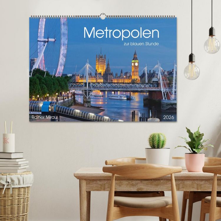 Produktbild: Metropolen zur blauen Stunde 2026 (Wandkalender 2026 DIN A2 quer), CALVENDO Monatskalender