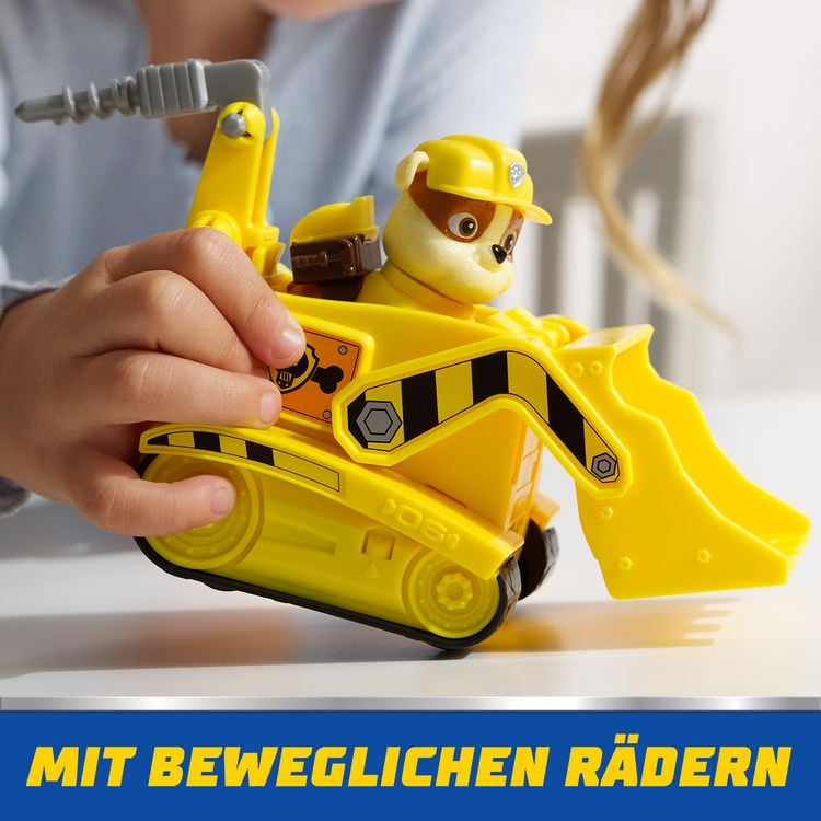 Produktbild: PAW Patrol - Rubble-Figur mit Bulldozer-Baufahrzeug, stabiles Basis-Fahrzeug (2025), authentisches Spielzeug zur Serie f&uuml;r Kinder ab 3 Jahren