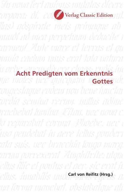 Produktbild: Acht Predigten vom Erkenntnis Gottes