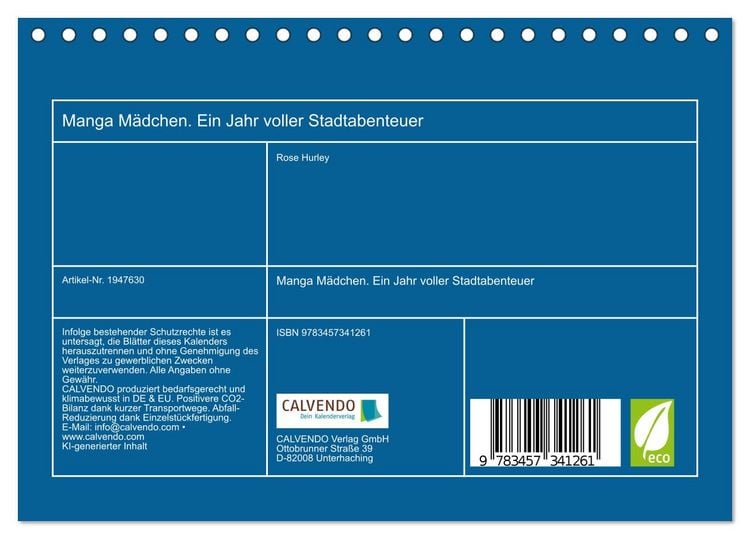 Produktbild: Manga M&auml;dchen. Ein Jahr voller Stadtabenteuer (Tischkalender 2026 DIN A5 quer), CALVENDO Monatskalender