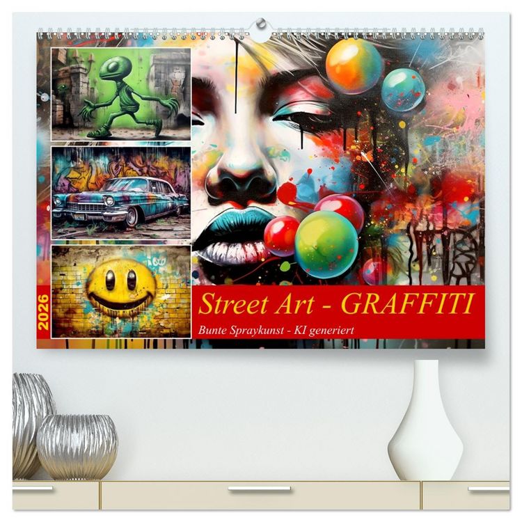 Produktbild: Street Art Graffiti (hochwertiger Premium Wandkalender 2026 DIN A2 quer), Kunstdruck in Hochglanz