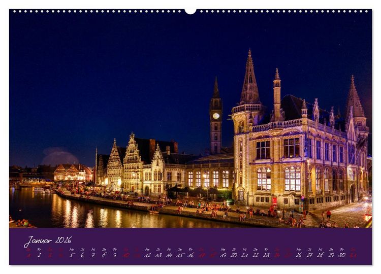 Produktbild: Br&uuml;gge und Gent im Zwielicht (Wandkalender 2026 DIN A2 quer), CALVENDO Monatskalender
