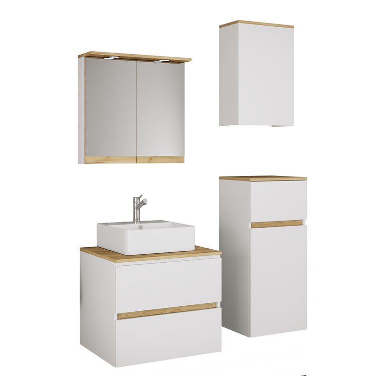 Produktbild: 5 tlg. Badm&ouml;bel-Set mit Waschbecken Cosila-A 60 cm
