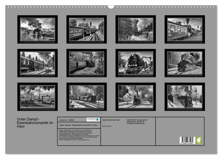 Produktbild: Unter Dampf - Eisenbahnromantik im Harz (Wandkalender 2026 DIN A2 quer), CALVENDO Monatskalender