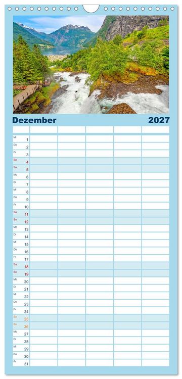 Produktbild: Familienplaner 2027 - K&ouml;nigsroute Norwegens mit 5 Spalten (Wandkalender, 21 x 45 cm) CALVENDO