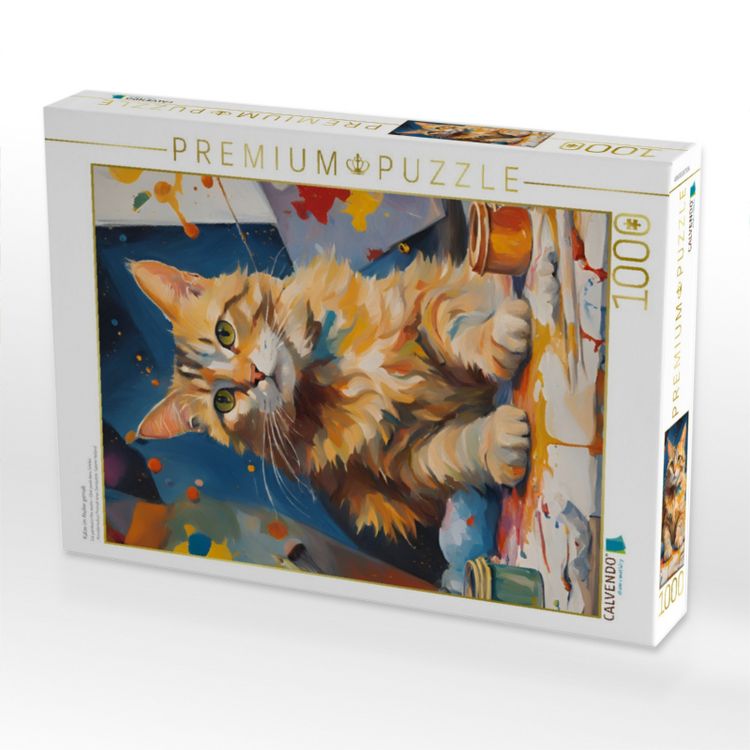 Produktbild: CALVENDO Puzzle Katze im Atelier gemalt | 1000 Teile Lege-Gr&ouml;&szlig;e 64x48cm Foto-Puzzle f&uuml;r gl&uuml;ckliche Stunden