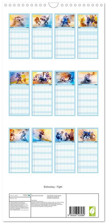 Produktbild: Familienplaner 2026 - Eishockey - Fight mit 5 Spalten (Wandkalender, 21 x 45 cm) CALVENDO