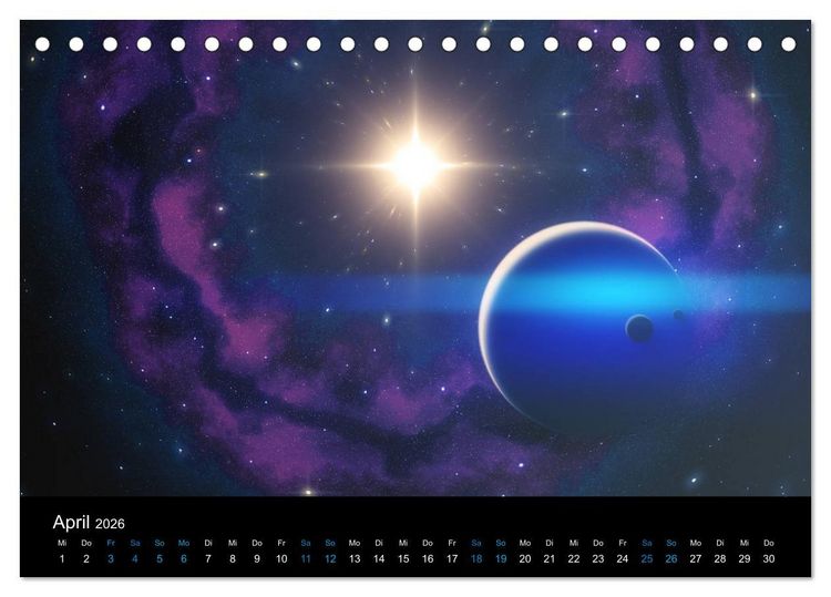 Produktbild: Weit entfernte unbekannte Welten (Tischkalender 2026 DIN A5 quer), CALVENDO Monatskalender