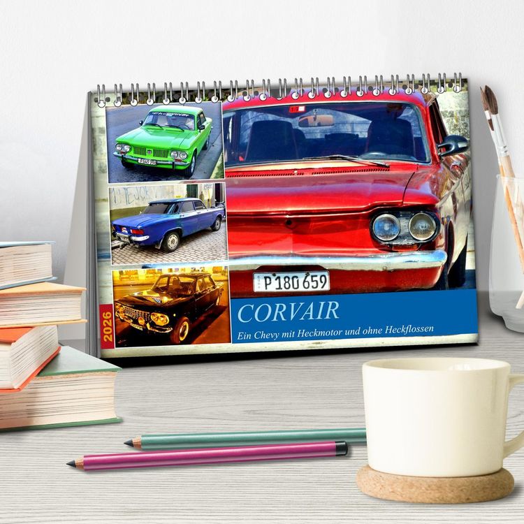 Produktbild: CORVAIR - Ein Chevy mit Heckmotor und ohne Heckflossen (Tischkalender 2026 DIN A5 quer), CALVENDO Monatskalender