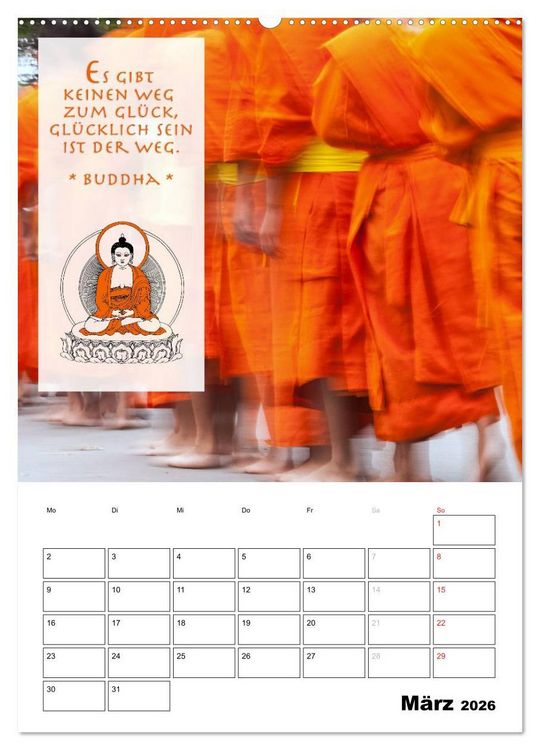 Produktbild: BUDDHAS ZITATE Buddhistische Weisheiten (Wandkalender 2026 DIN A2 hoch), CALVENDO Monatskalender