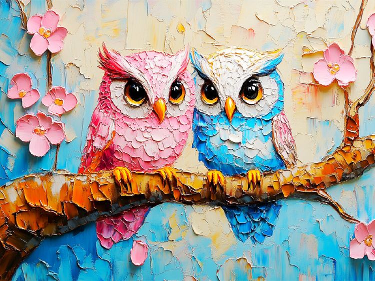 Produktbild: CALVENDO Puzzle Zaubehaftes Eulenpaar | 1000 Teile Lege-Gr&ouml;&szlig;e 64x48cm Foto-Puzzle f&uuml;r gl&uuml;ckliche Stunden