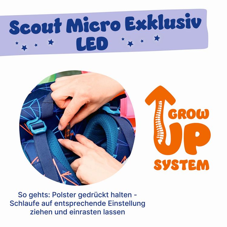 Produktbild: Scout Schulranzen Set Micro LED, Schulranzen Set, 4tlg, Rocket Rider