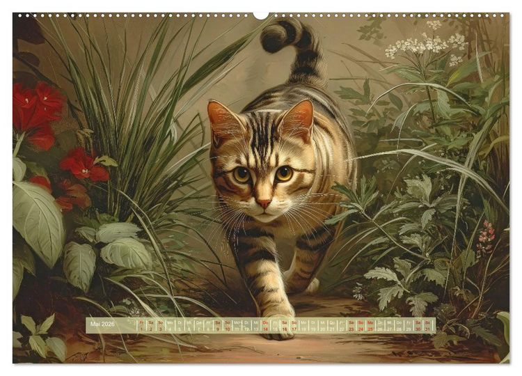 Produktbild: Nostalgische Samtpfoten (hochwertiger Premium Wandkalender 2026 DIN A2 quer), Kunstdruck in Hochglanz