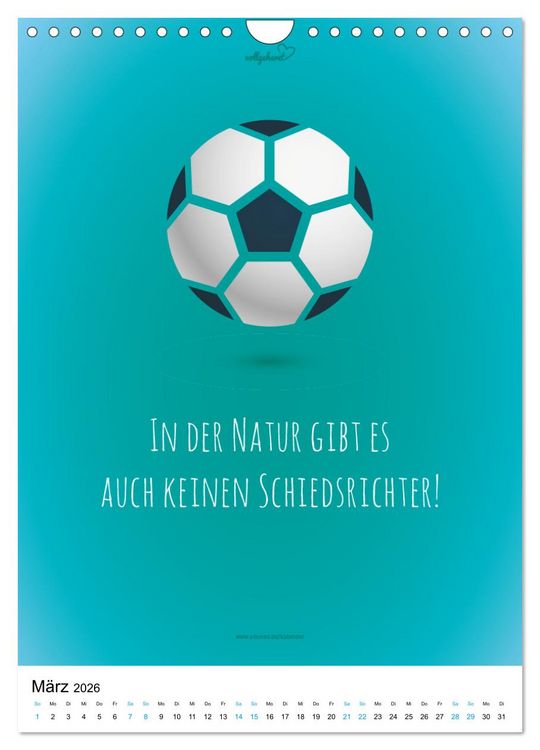 Produktbild: vollgeherzt: Der lustige Zitate-Wandkalender f&uuml;r Fu&szlig;ballfans und Sportbegeisterte! (Wandkalender 2026 DIN A4 hoch), CALVENDO Monatskalender