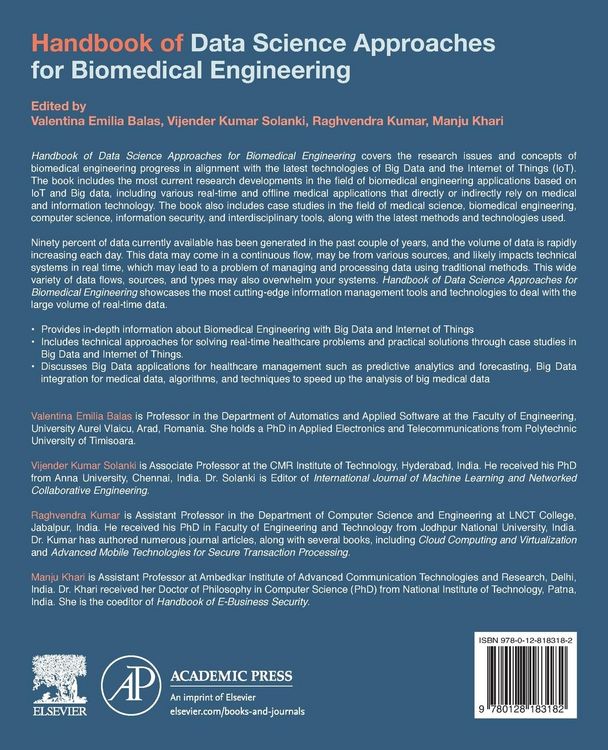 Produktbild: Handbook of Data Science Approaches for Biomedical Engineering