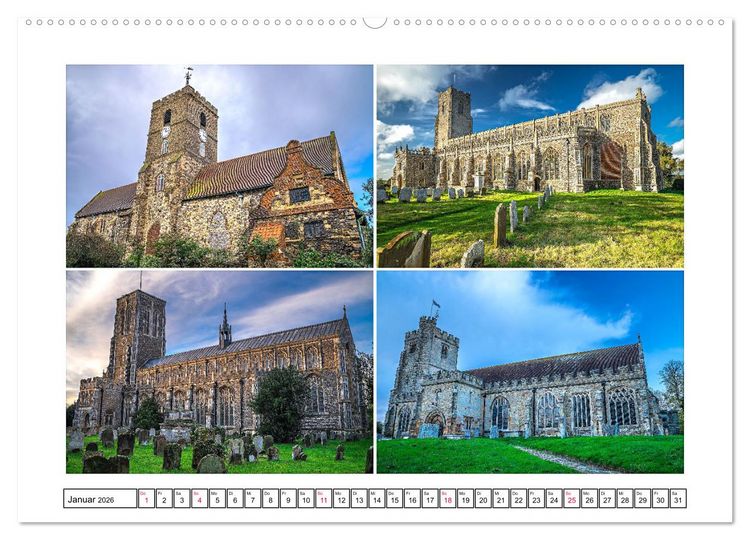 Produktbild: Trutzig und Wehrhaft - Englands Kirchen (Wandkalender 2026 DIN A2 quer), CALVENDO Monatskalender