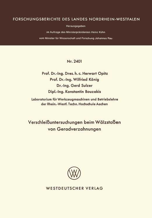 Produktbild: Verschlei&szlig;untersuchungen beim W&auml;lzsto&szlig;en von Geradverzahnungen