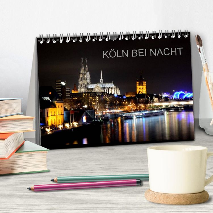 Produktbild: K&Ouml;LN BEI NACHT (Tischkalender 2026 DIN A5 quer), CALVENDO Monatskalender