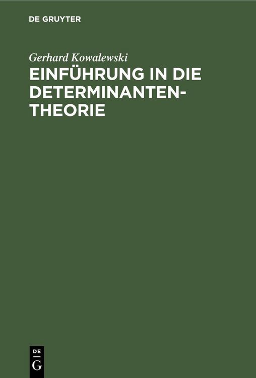 Produktbild: Einf&uuml;hrung in die Determinantentheorie