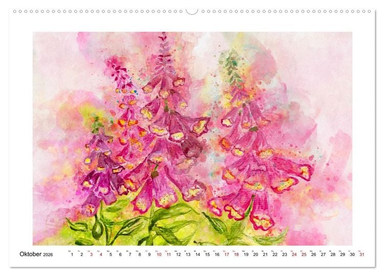 Produktbild: Bl&uuml;ten & Blumen Aquarelle - Farbenfrohe Sch&ouml;nheiten (Wandkalender 2026 DIN A2 quer), CALVENDO Monatskalender