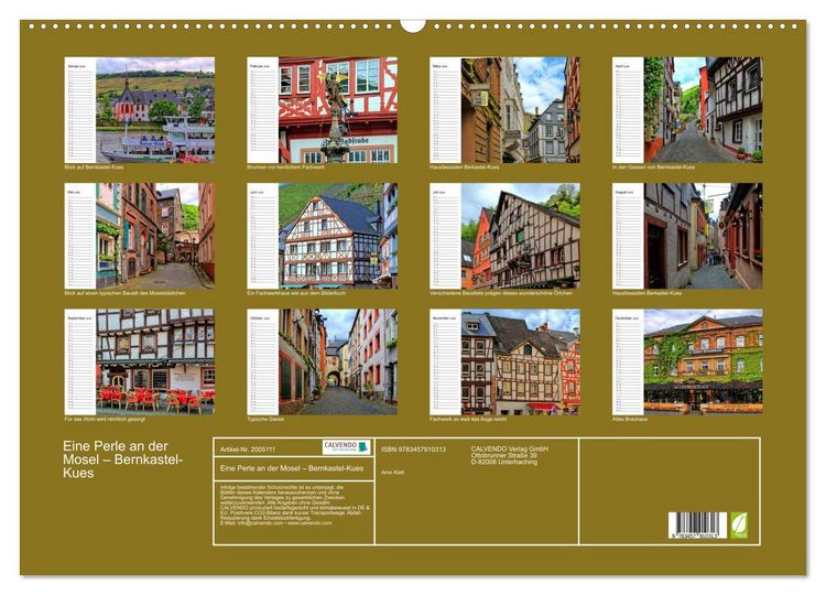 Produktbild: Eine Perle an der Mosel &ndash; Bernkastel-Kues (Wandkalender 2026 DIN A2 quer), CALVENDO Monatskalender