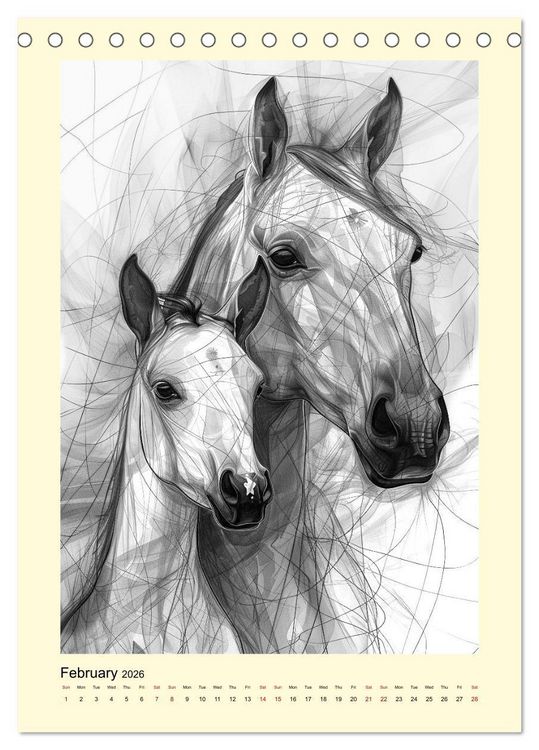 Produktbild: Sketchy Power Horses (Desk Calendar 2026 DIN A5 portrait), CALVENDO 12 Month DeskCalendar
