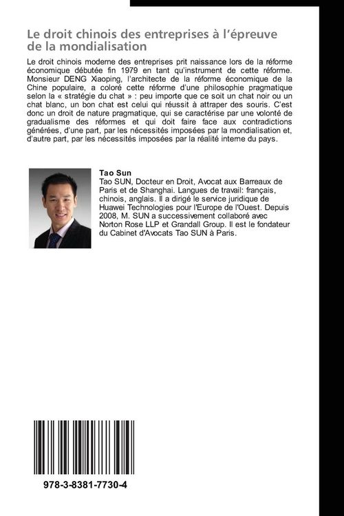 Produktbild: Le droit chinois des entreprises &agrave; l'&eacute;preuve de la mondialisation
