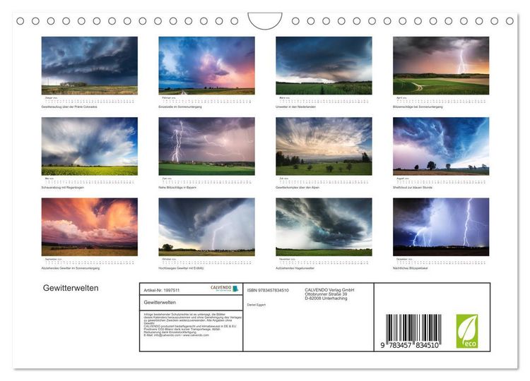 Produktbild: Gewitterwelten (Wandkalender 2026 DIN A4 quer), CALVENDO Monatskalender