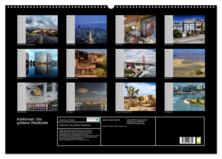 Produktbild: Kalifornien. Die goldene Westk&uuml;ste (Wandkalender 2026 DIN A2 quer), CALVENDO Monatskalender