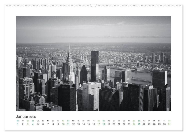Produktbild: New York in schwarz weiss (hochwertiger Premium Wandkalender 2026 DIN A2 quer), Kunstdruck in Hochglanz