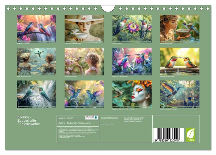 Produktbild: Kolibris - Zauberhafte Fantasiewerke (Wandkalender 2026 DIN A4 quer), CALVENDO Monatskalender