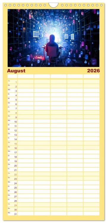 Produktbild: Familienplaner 2026 - Visuelle Reise in die digitale Welt mit 5 Spalten (Wandkalender, 21 x 45 cm) CALVENDO