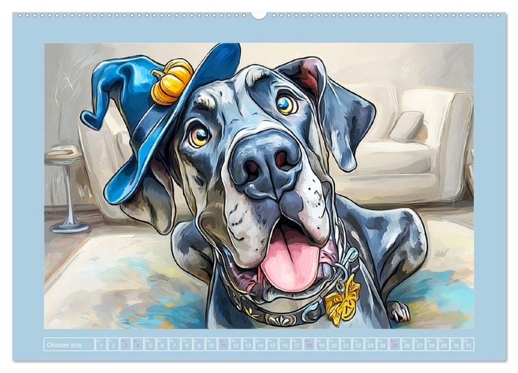 Produktbild: Die Dogge. Lustige Hunde Cartoons f&uuml;r gute Laune (hochwertiger Premium Wandkalender 2026 DIN A2 quer), Kunstdruck in Hochglanz