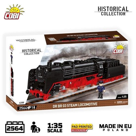Produktbild: COBI Trains 6288 - DR BR 03 Steam Lokomotive, 1:35 Bausatz, 2564 Klemmbausteine, 1 Figur