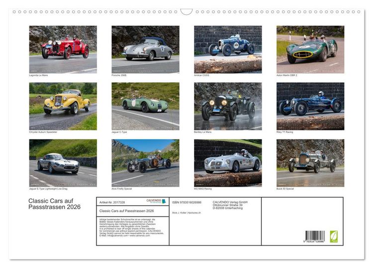 Produktbild: Classic Cars auf Passstrassen 2026 (Wandkalender 2026 DIN A2 quer), CALVENDO Monatskalender