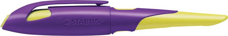 Produktbild: STABILO Ergonomischer Schulf&uuml;ller f&uuml;r Rechtsh&auml;nder mit Anf&auml;nger-Feder A -   EASYbirdy in violett/gelb - Einzelstift - inklusive Patrone