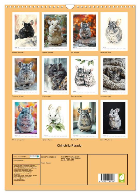 Produktbild: Chinchilla Parade (Wall Calendar 2026 DIN A3 portrait), CALVENDO 12 Month Wall Calendar