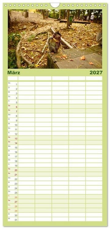 Produktbild: Familienplaner 2027 - S&uuml;dostasien - Thailand, Philippinen, Bali mit 5 Spalten (Wandkalender, 21 x 45 cm) CALVENDO