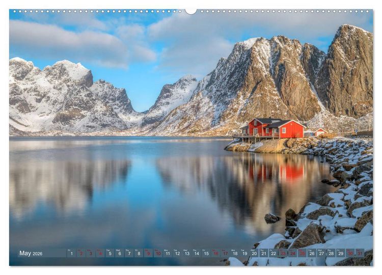 Produktbild: Lofoten, Norway's untamed beauty in Winter (High Quality Premium Wall Calendar 2026 DIN A2 landscape),CALVENDO 12 Month Wall Calendar