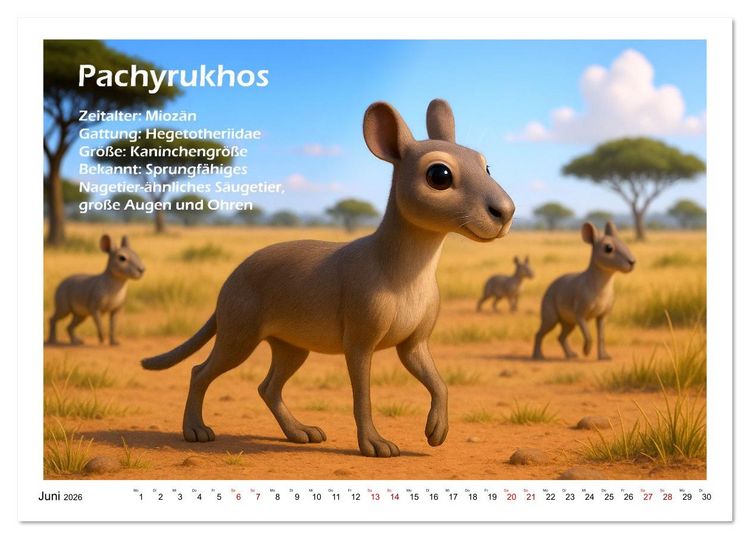 Produktbild: Urige Pal&auml;ofauna pr&auml;historisch und niedlich (Tischkalender 2026 DIN A5 quer), CALVENDO Monatskalender