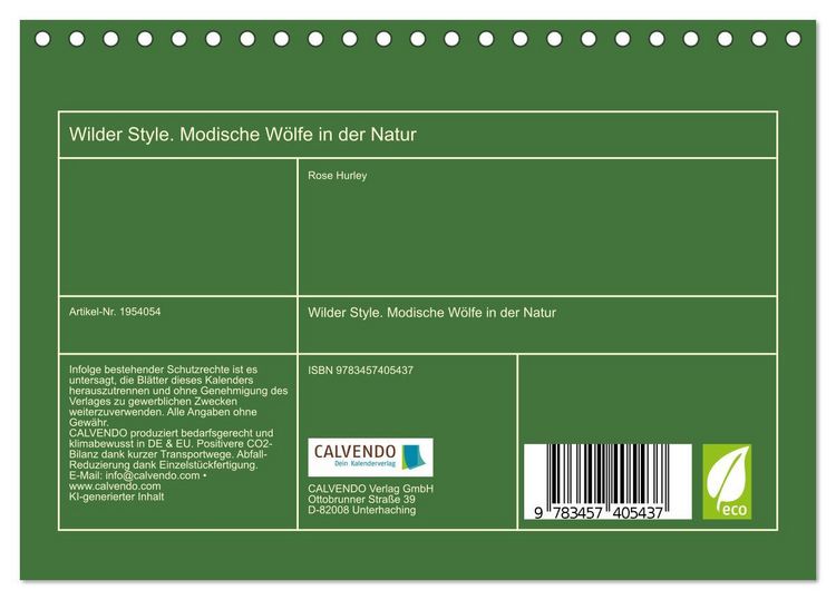 Produktbild: Wilder Style. Modische W&ouml;lfe in der Natur (Tischkalender 2026 DIN A5 quer), CALVENDO Monatskalender