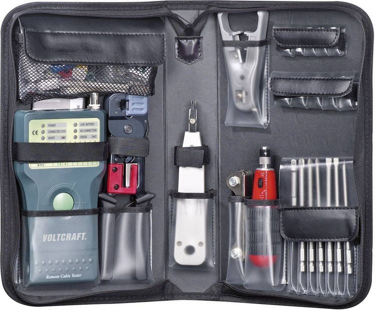 Produktbild: VOLTCRAFT Kabeltester CT-5 CT-5 Geeignet f&uuml;r RJ-45, BNC, RJ-11, IEE 1394, USB