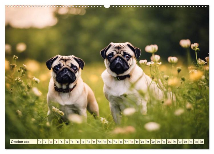 Produktbild: M&ouml;pse - quirlige Charmebolzen (hochwertiger Premium Wandkalender 2026 DIN A2 quer), Kunstdruck in Hochglanz